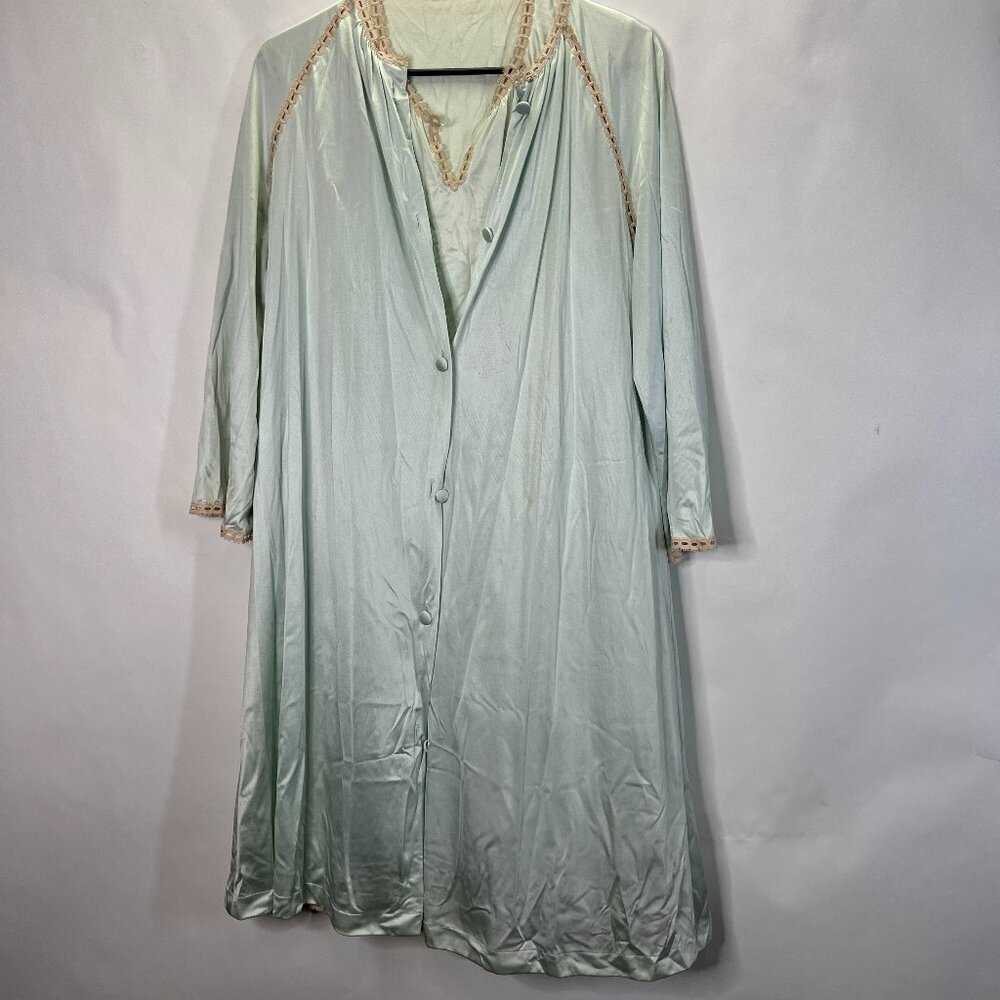 Vintage 60's Vanity Fair 2PC Silky Nigh Gown Set Size M Pajamas